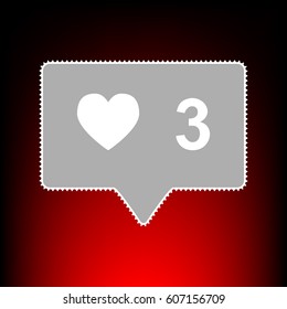 Like and comment sign. Postage stam or old photo style on red-black gradient background.
