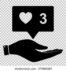 Like and comment sign. Save or protect symbol by hand.