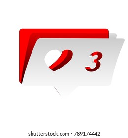 Like and comment sign. Vector. Detachable paper icon with red body stock. Isolated.