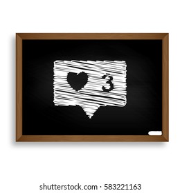 Like and comment sign. White chalk icon on black school board wi