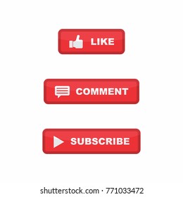 Like, comment, and subscribe icon button illustration.