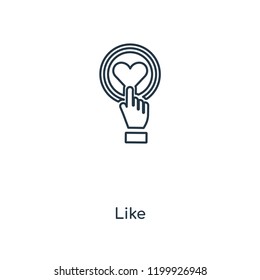 Like concept line icon. Linear Like concept outline symbol design. This simple element illustration can be used for web and mobile UI/UX.