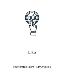 Like concept line icon. Linear Like concept outline symbol design. This simple element illustration can be used for web and mobile UI/UX.