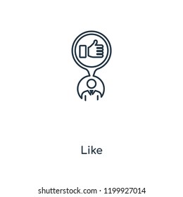 Like concept line icon. Linear Like concept outline symbol design. This simple element illustration can be used for web and mobile UI/UX.