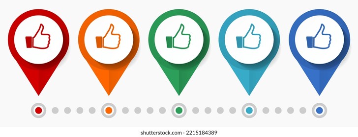 Like concept vector icon set, flat design pointers, infographic template