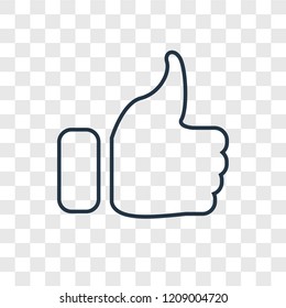 Like concept vector linear icon isolated on transparent background, Like concept transparency concept in outline style