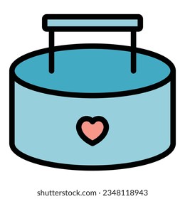 Like cosmetic box icon outline vector. Makeup bag. Fashion fabric color flat