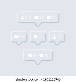 Como un icono de contador. Insignia del contador de notificaciones. Iconos de notificaciones de redes sociales: como, seguidor, comenta. Iconos del neutralismo Icono del vector Ilustración. EPS10