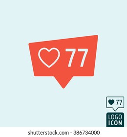 Like counter icon. Like counter notification icon isolated, minimal design. Vector illustration