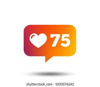Like counter icon. Notification speech bubble symbol. Blurred gradient design element. Vivid graphic flat icon. Vector