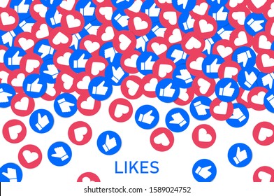 Like Counter Icons. Rating Scale Design Elements for Web, Internet, SMM, CEO. Thumb up and heart icon. Comment icon vector. Social network. Notification Icon. Vector illustration