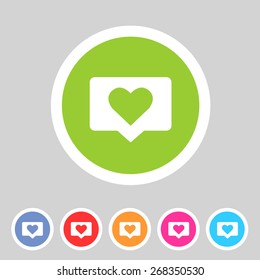 like counter notification flat icon sign set