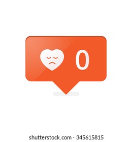 Like Counter Notification Icon orange color. vector stock.