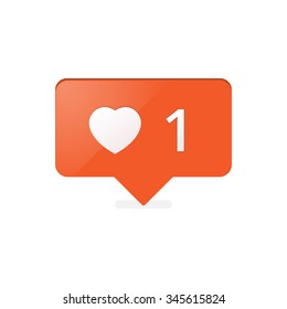 Like Counter Notification Icon orange color. vector stock.
