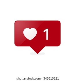 Like Counter Notification Icon red color. vector stock.