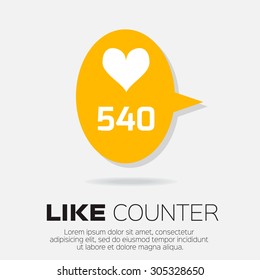  Like Counter. Notification Icons. Buttons with counter on ribbons and labels network and communication, web and internet, design. Vector illustration