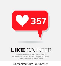  Like Counter. Notification Icons.  Buttons with counter on ribbons and labels network and communication, web and internet, design. Vector illustration