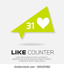  Like Counter. Notification Icons. Buttons with counter on ribbons and labels network and communication, web and internet, design. Vector illustration