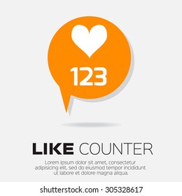  Like Counter. Notification Icons. Counter on ribbons and labels network and communication, web and internet, design. Vector illustration
