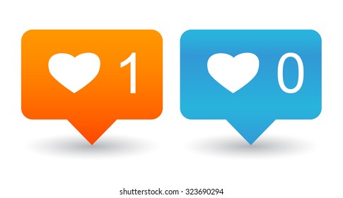Like Counter Notification Icons set isolated on a white