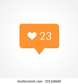 Like Counter Notification Orange Icon. Flat Desing Style.