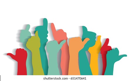 Like cutout flat hands sign and shadow white. Color vector illustration. EPS10