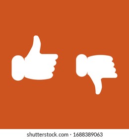 Like and deslike sign icon in trendy flat style isolated on red background. Vector illustration, EPS 10.