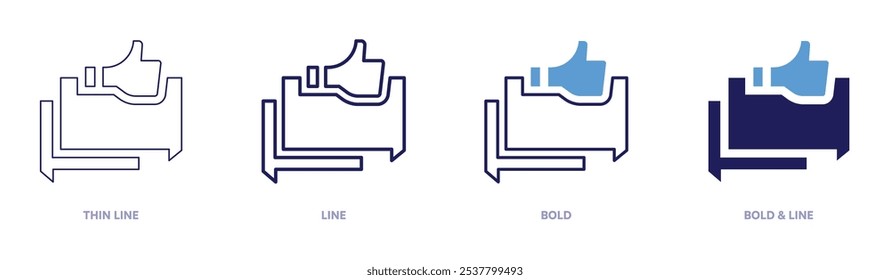 Like discussion icon in 4 different styles. Thin Line, Line, Bold, and Bold Line. Duotone style. Editable stroke.