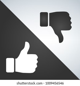 Like and dislake icons, black and white version.