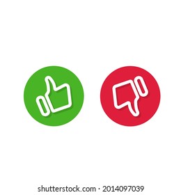 Me gusta o no, aceptado o rechazado, aprobado o desaprobado, Sí o No, Correcto o Equivocado. Iconos de ilustración de vector en diseño plano