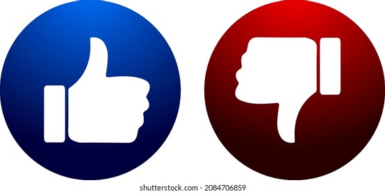 Like and Dislike Button in Blue and Red Gradient Concept. Modern Buttons vector