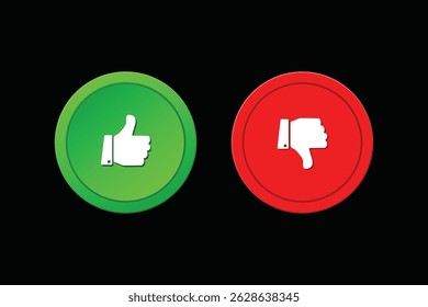 like and dislike button  icon design wath red and grine color
