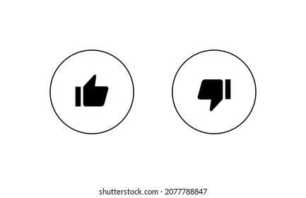 Like and Dislike Button Icon Vector in Flat Style. Thumb Up and Down Symbols