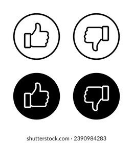 Like and dislike button icon vector in line style. Social media thumb up-down sign symbol