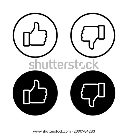 Like and dislike button icon vector in line style. Social media thumb up-down sign symbol
