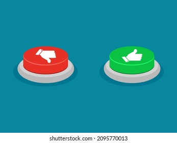 Me gustan y no les gustan los botones. aislado en un fondo azul. ilustración vectorial