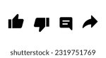 Like, dislike, comment, and share icon vector. Elements for video streaming channel subscriptions