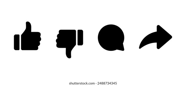 Like, dislike, comment, and share icon in generic style