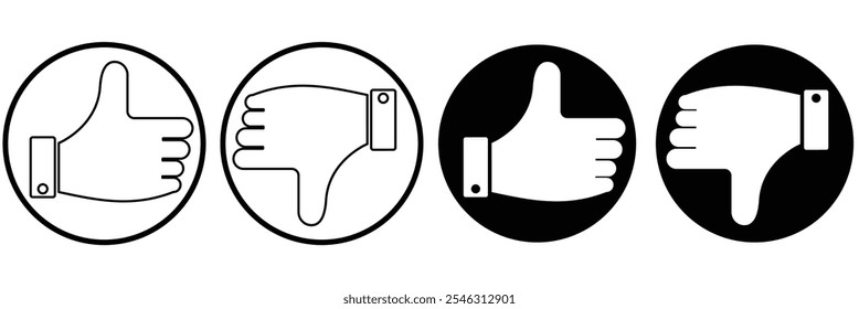  like , dislike, feedback and rating thumbs up and thumbs down vector icons set on isolated background eps 10.