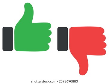 Like or dislike flat icon isolated on white background.