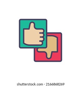 Like, dislike gesture filled outline icon, Customer review line vector sign, linear colorful pictogram isolated on white. Symbol, logo illustration. Vector graphics