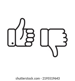 Like and dislike hand icon, Thumbs up thumbs down symbol, Simple design, Vector illustration