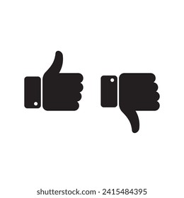 Icono de la mano similar y no me gusta, símbolo de abajo hacia arriba, Diseño simple, Ilustración vectorial