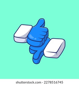 Like and Dislike Hand Sign Cartoon Vector Icon Illustration. Business Technology Icon Concept Isolated Premium Vector. Flat Cartoon Style