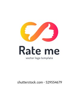 Like and dislike hand sign. Infinity. Rate me logo design template