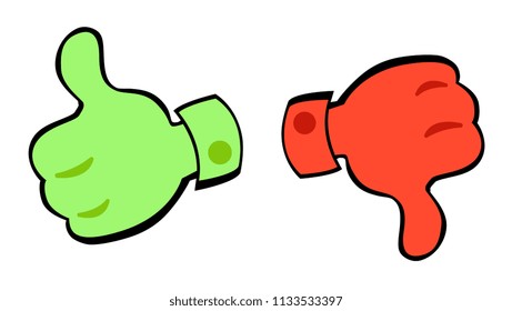 like and dislike. hand thumb up and hand thumb down. doodle style vector icons 