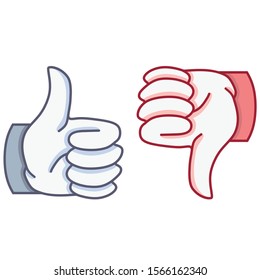 like and dislike. hand thumb up and hand thumb down. vector illustration