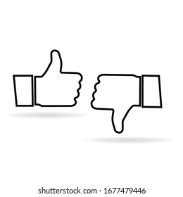  Like and dislike icon. Black colour thumb up. Vector illustration line icon