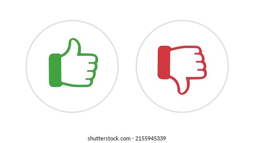 El botón de icono Me gusta y no me gusta está aislado en el fondo blanco. Vector 10 eps