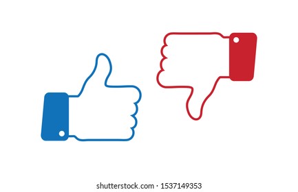 Like and Dislike Icon Design. Thumbs up and thumbs down icons. Vector Illustration.